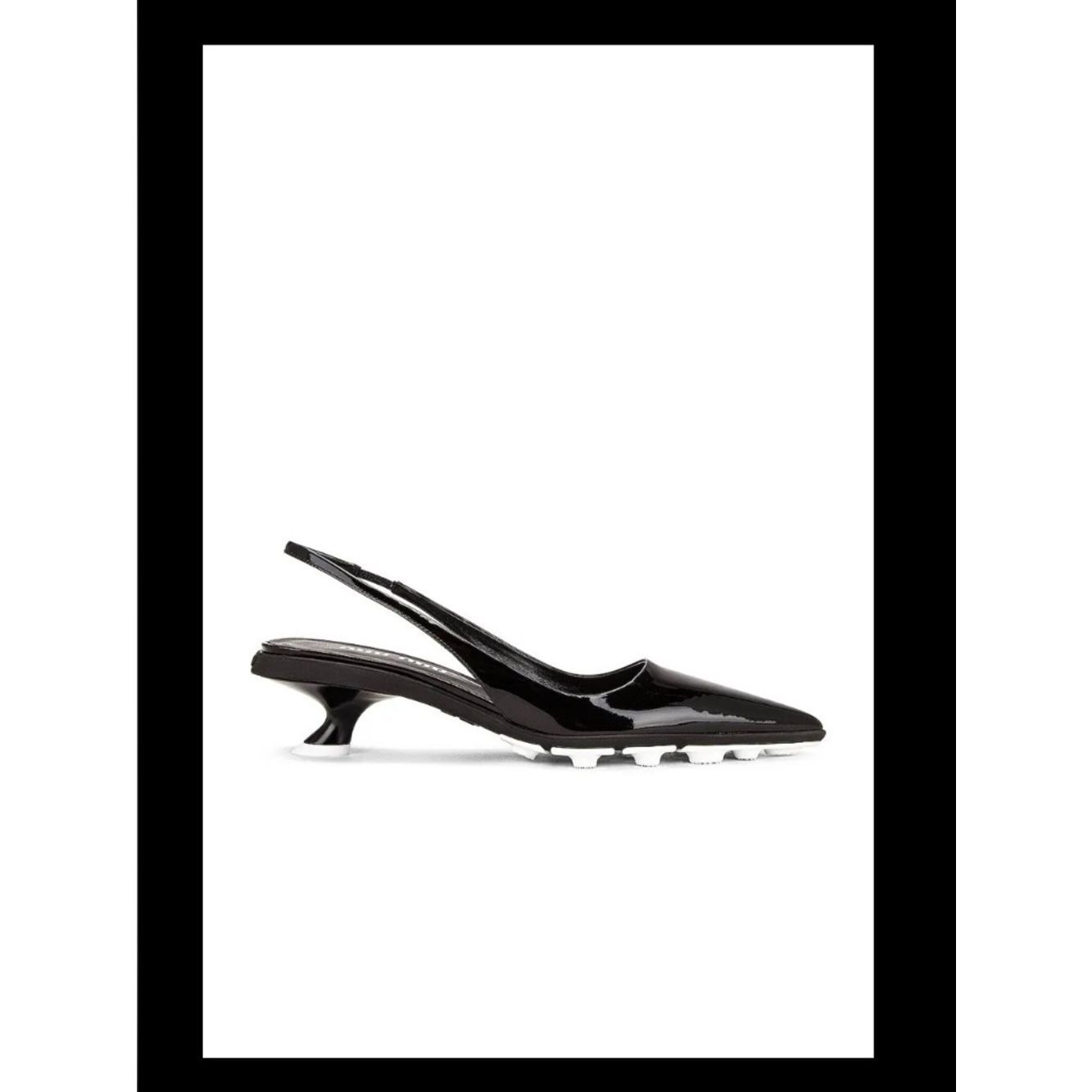 Miu Miu Black Patent Leather Slingback Kitten Heels